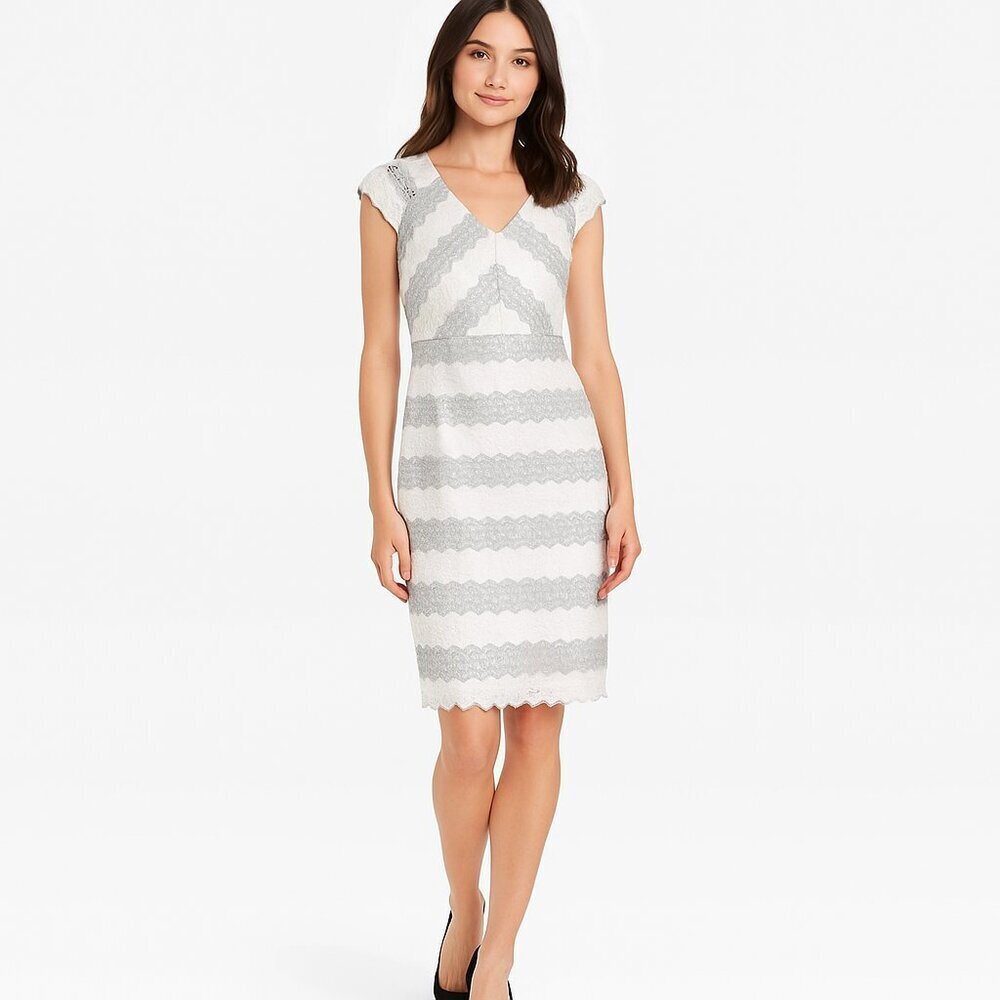 Antonio Melani White & Silver Lace Dress 2